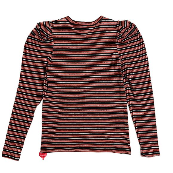 Derek Lam 10 Crosby Striped Knit Top Sweater Orange Silver Black SZ M NWT - Picture 5 of 9